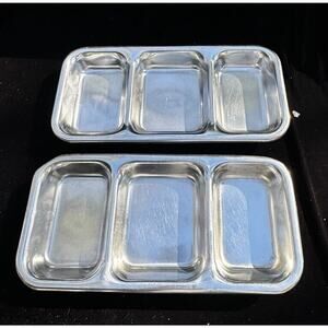2 Vintage 3 Compartment Stainless Steel Trays AP 225 Dallas? -A20
